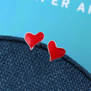 Sterling Silver Heart Stud Earrings - sterling silver-NuNu jewellery