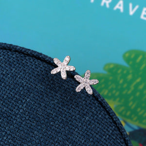 Crystal Flower Studs Earrings - sterling silver-NuNu jewellery