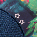 Hollowed star Stud Earrings - sterling silver-NuNu jewellery