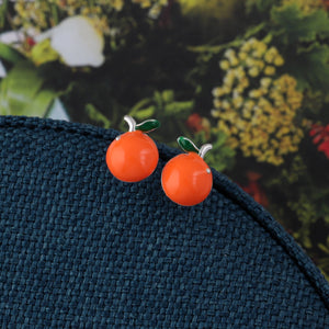 Enamel Orange Stud Earrings - sterling silver-NuNu jewellery