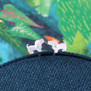 Dog Stud Earrings - sterling silver-NuNu jewellery