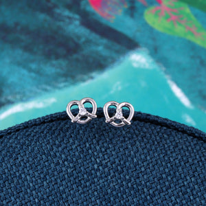 Pretzel with Crystal Stud Earrings - sterling silver-NuNu jewellery