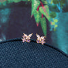 Purple crystal Butterfly and Flowers Stud Earrings - sterling silver-NuNu jewellery