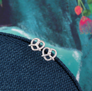 Knotted Pretzel Stud Earrings - sterling silver-NuNu jewellery