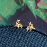 Three Star Stud Earrings - sterling silver-NuNu jewellery