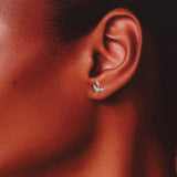 Blue Leaf Crystal Earrings Studs - sterling silver-NuNu jewellery