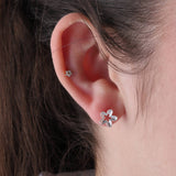 Flower with Hollow Centre Stud Earrings - sterling silver-NuNu jewellery